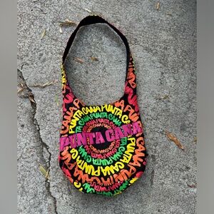 Black and multi-coloured Puntacana bag button snap #Puntacana
